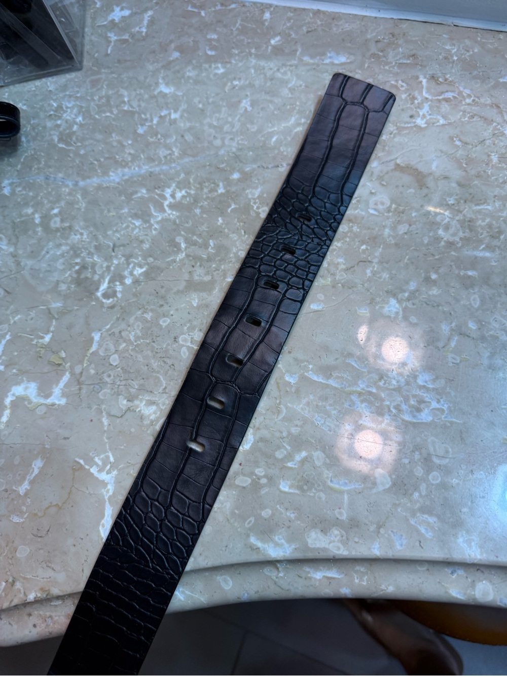 Men's Black Croc-Embossed Leather Belt